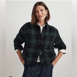 Madewell Boxy Green and Blue Plaid Jacket
